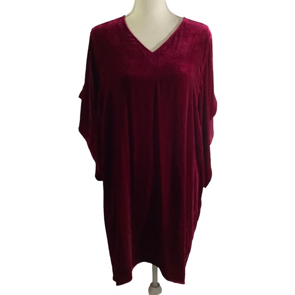 Eileen Fisher Dresses & Skirts - Eileen Fisher Hibiscus Velvet V-neck Kimono Dress